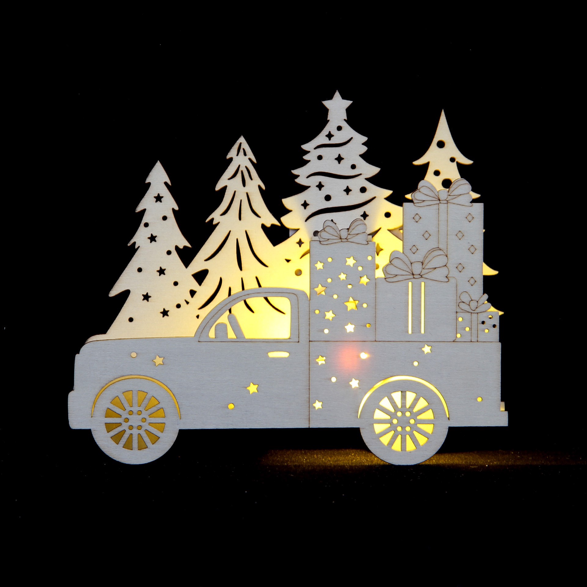 slide 2 of 3, 7" Truck With Presents Led Diy Wood Decor By Make Market, 7 in