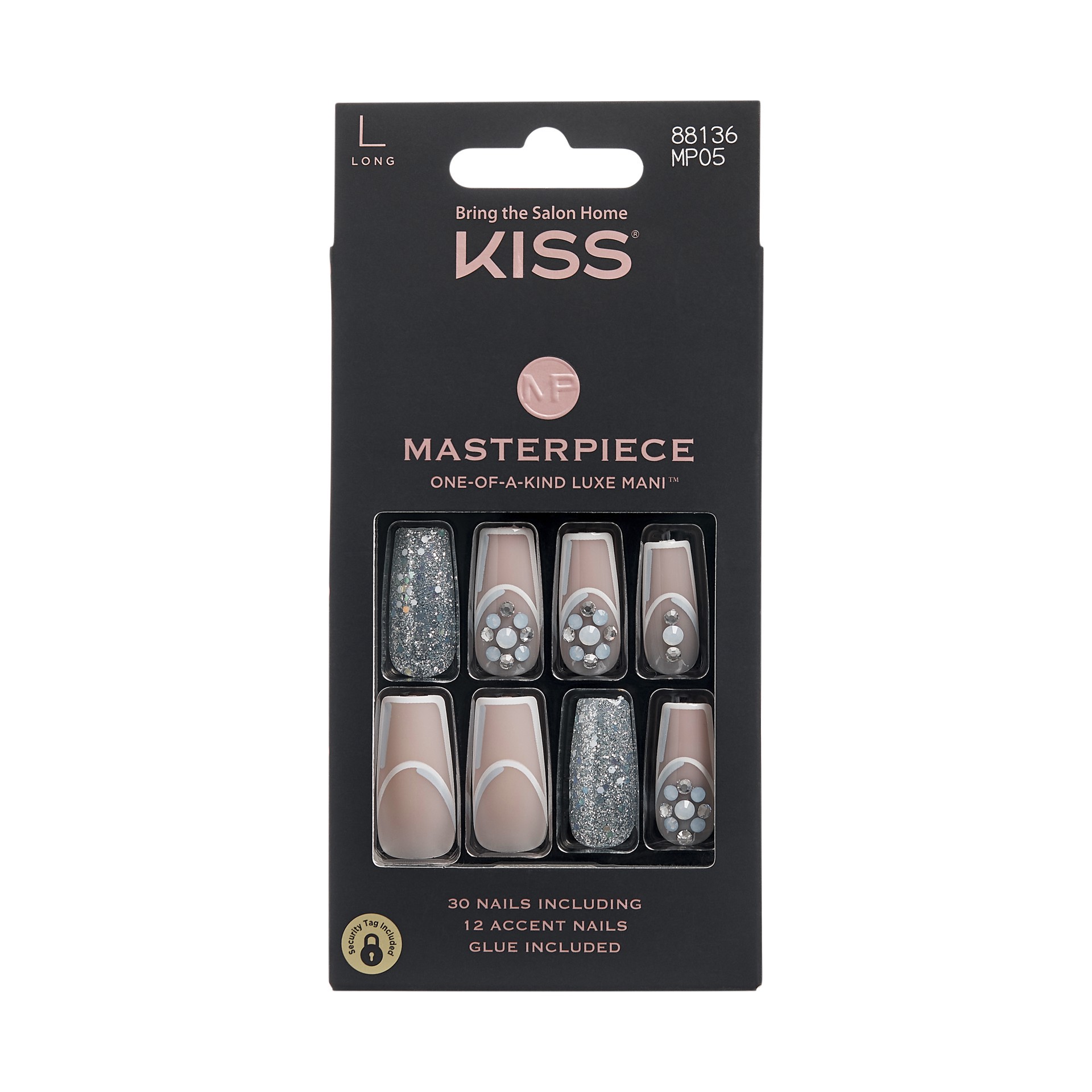 slide 1 of 5, KISS Masterpiece One-of-a-Kind Luxe Manicure Ready-To-Wear Fake Nails - Members Only – 30ct, 4 ct