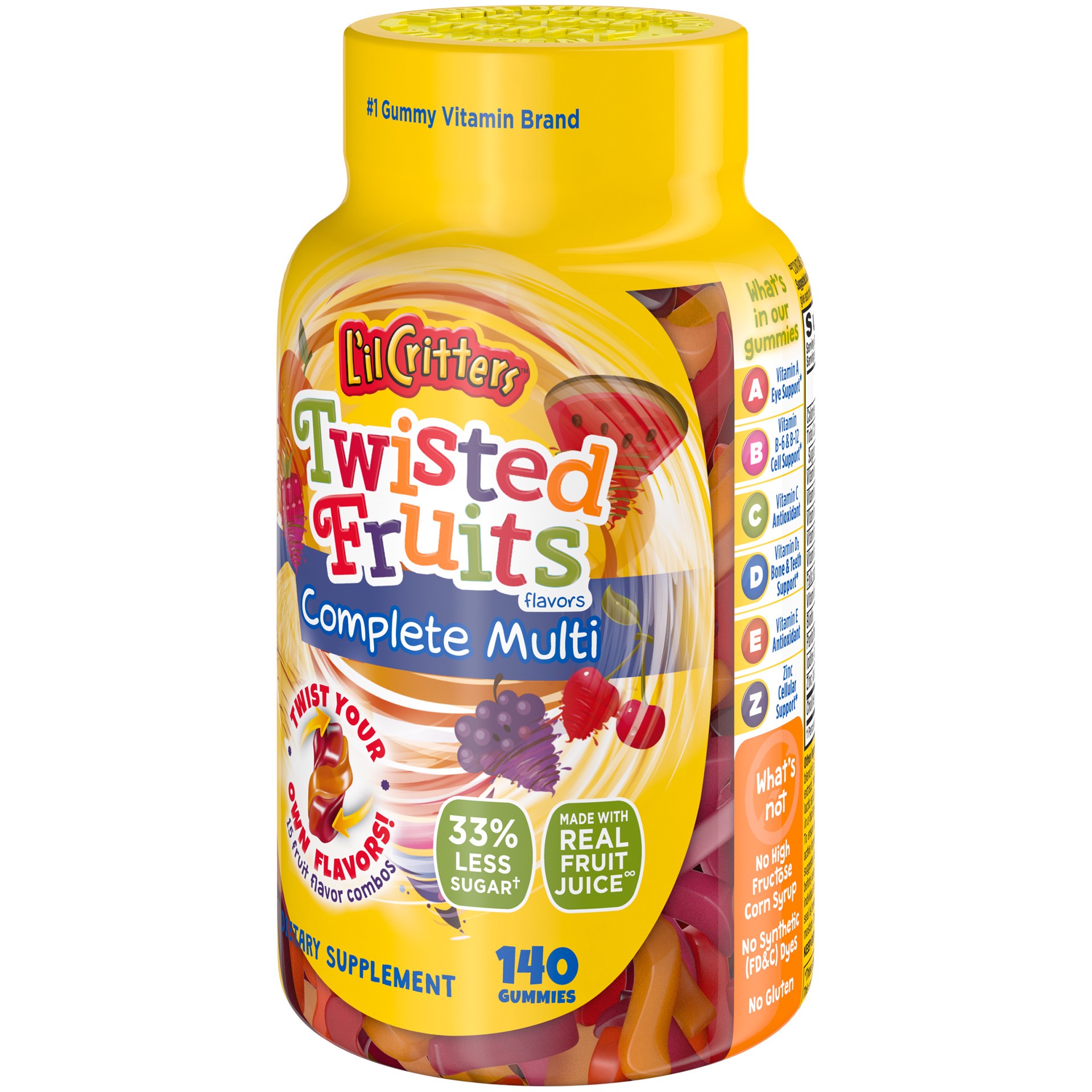 slide 2 of 4, L'il Critters Twisted Fruits Flavors Complete Multivitamin, 140ct, 140 ct