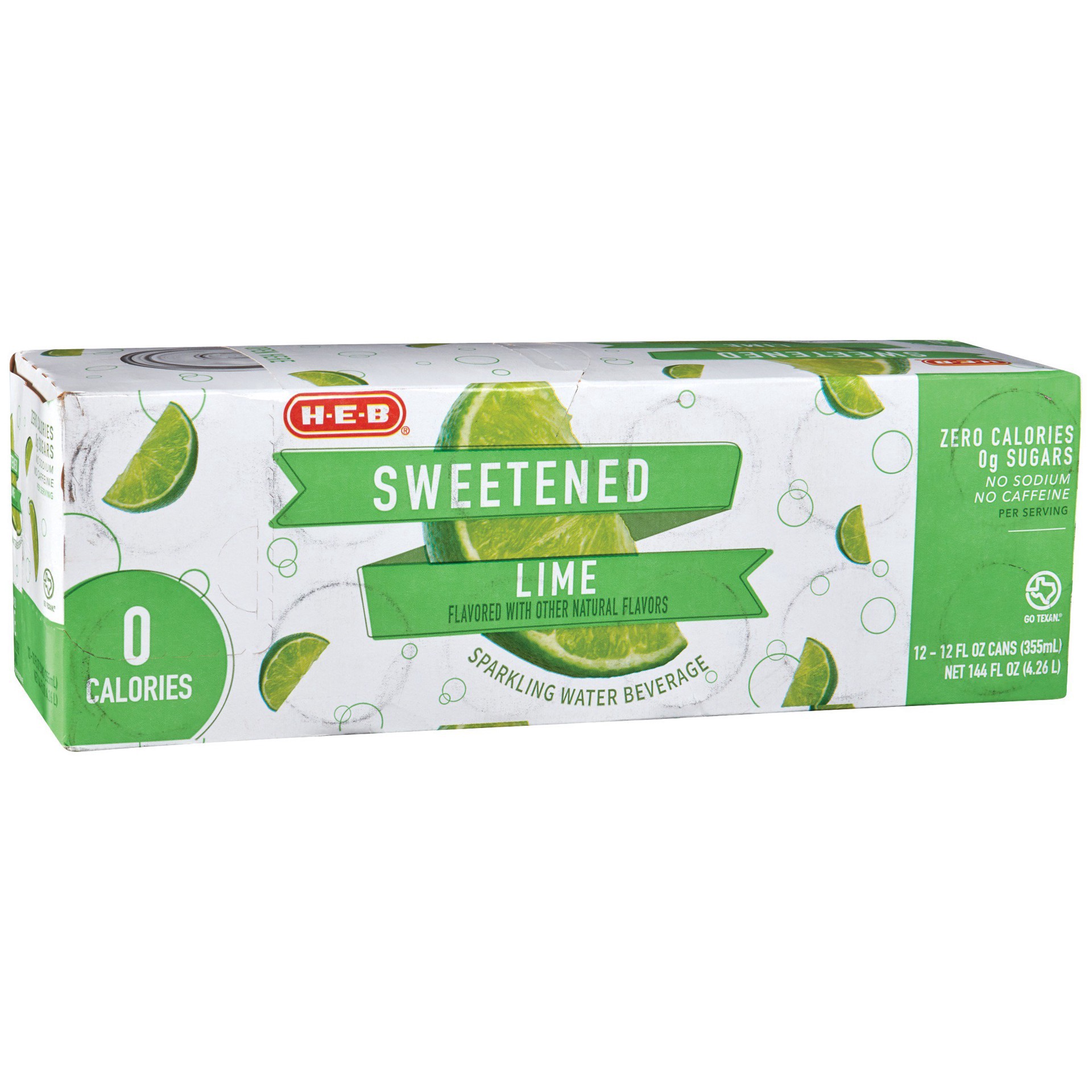 slide 1 of 1, H-E-B Lime Sweetened Sparkling Water - 12 ct; 12 oz, 12 ct; 12 oz