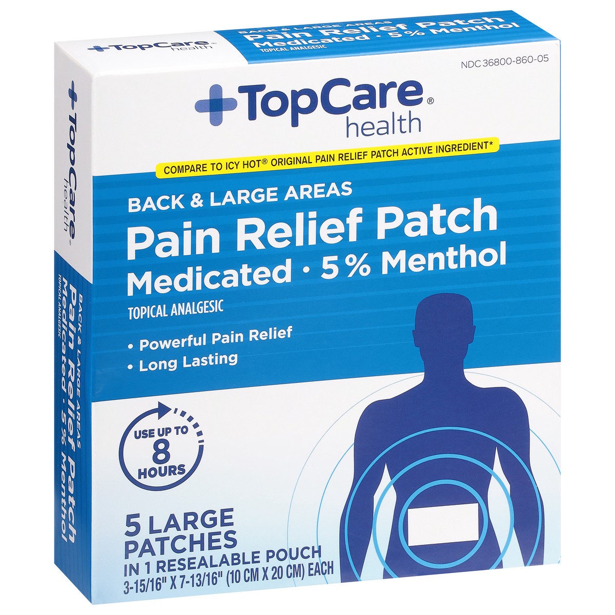 slide 8 of 10, TopCare Large Medicated Pain Relief Patch, 5 ct