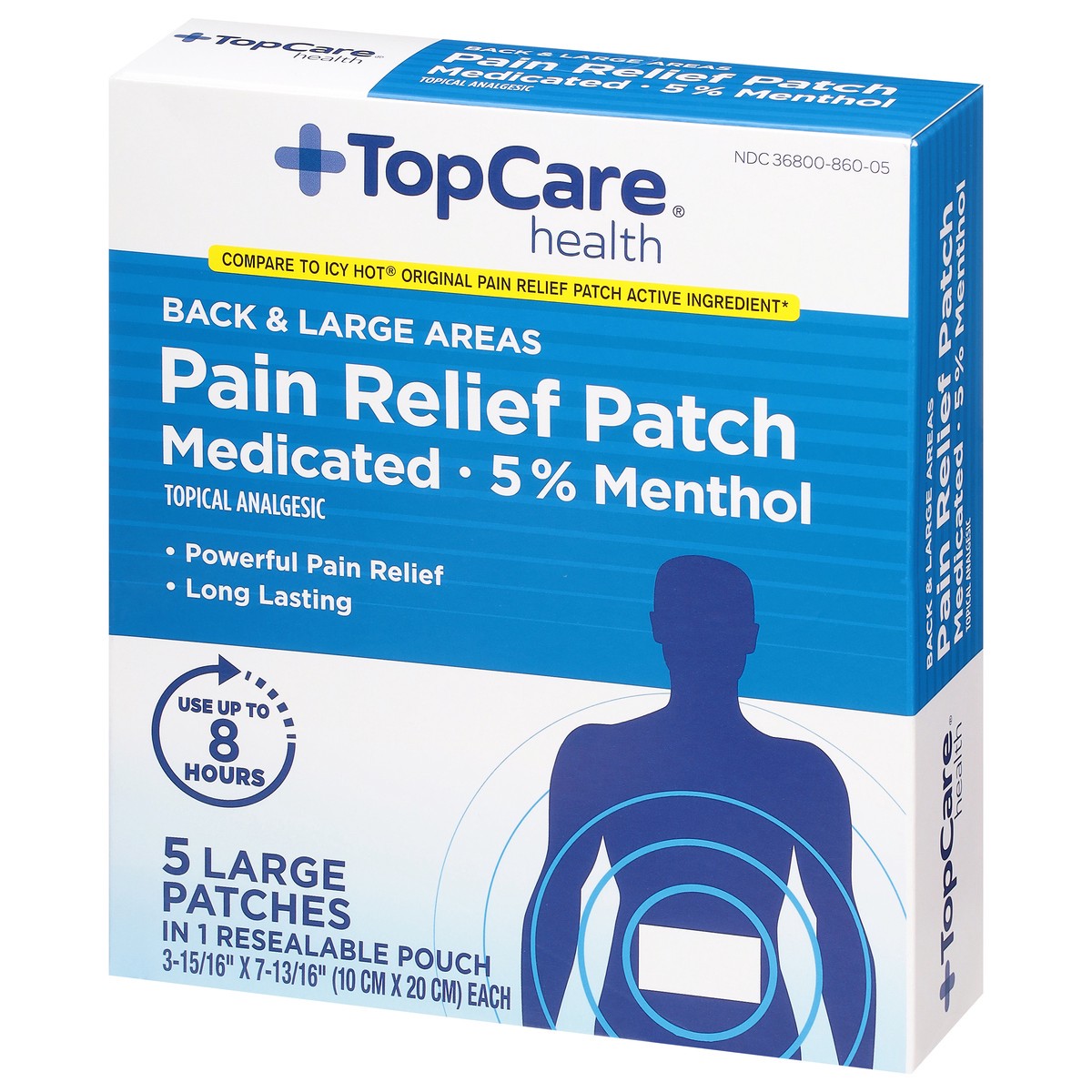 slide 10 of 10, TopCare Large Medicated Pain Relief Patch, 5 ct