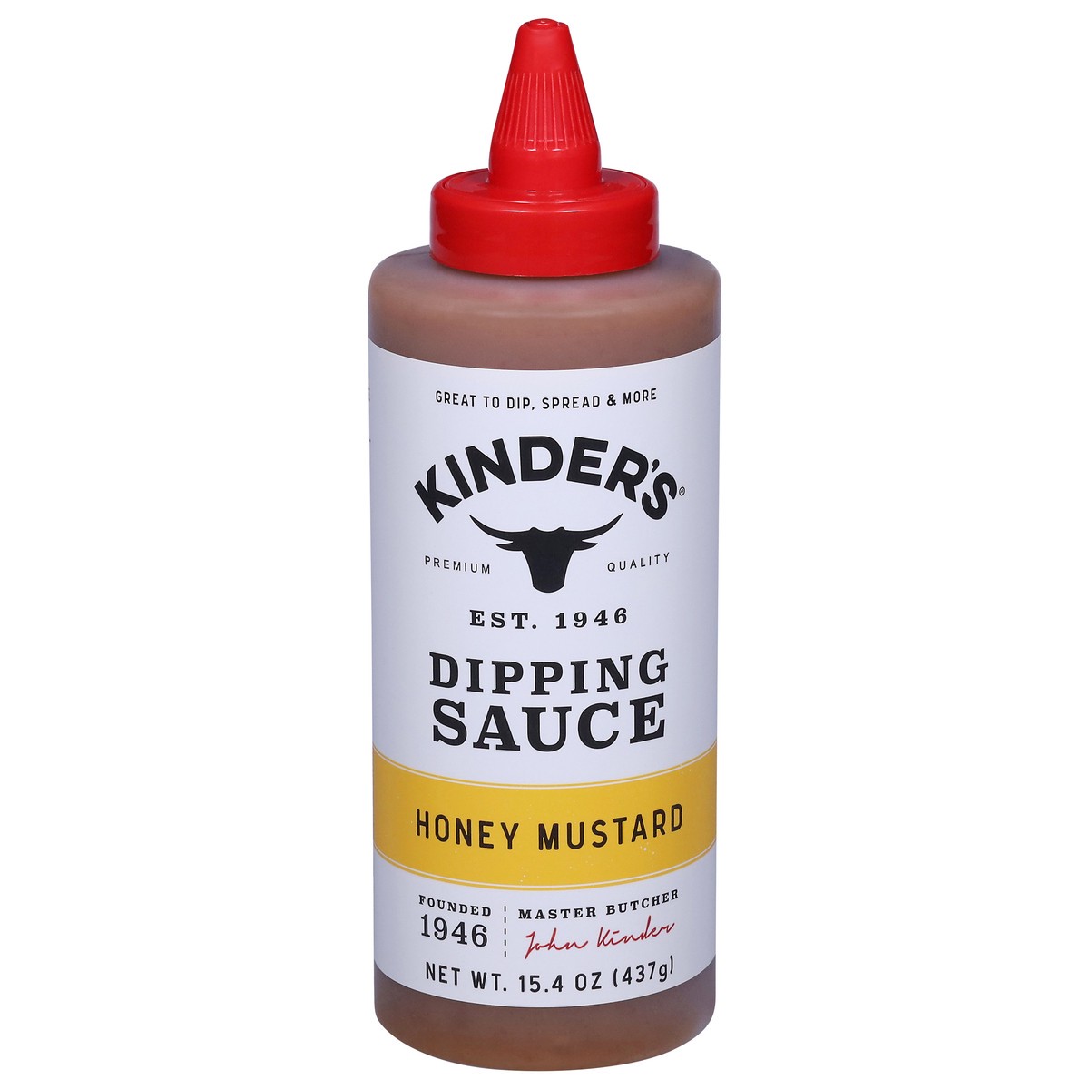 slide 1 of 14, Kinder's Honey Mustard Dipping Sauce, 15.4 oz
