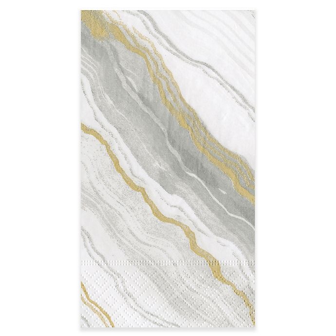 slide 1 of 1, Caspari Marble Grey Paper Guest Towels, 15 ct