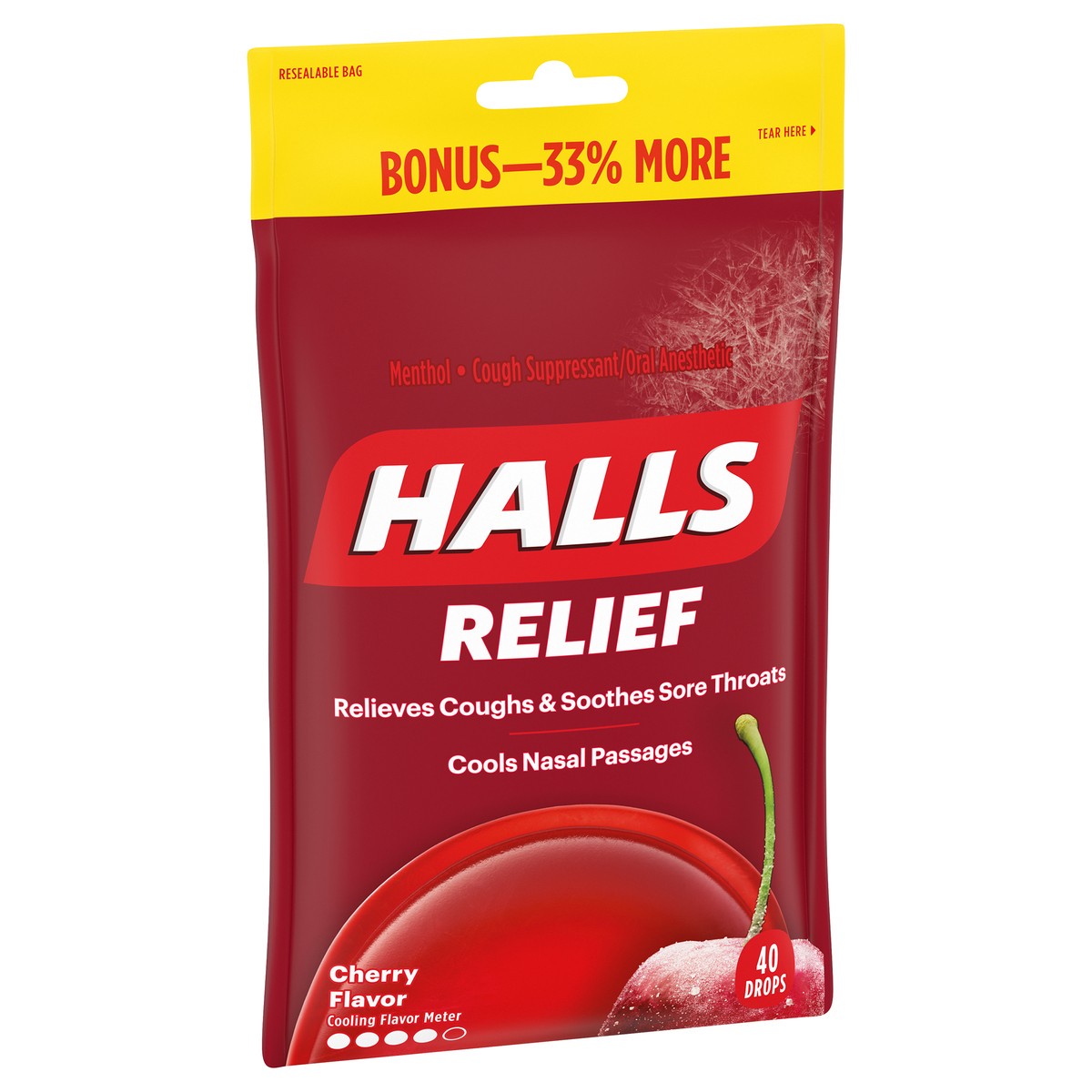 slide 7 of 9, HALLS Relief Cherry Cough Drops, 40 Drops, 40 ct