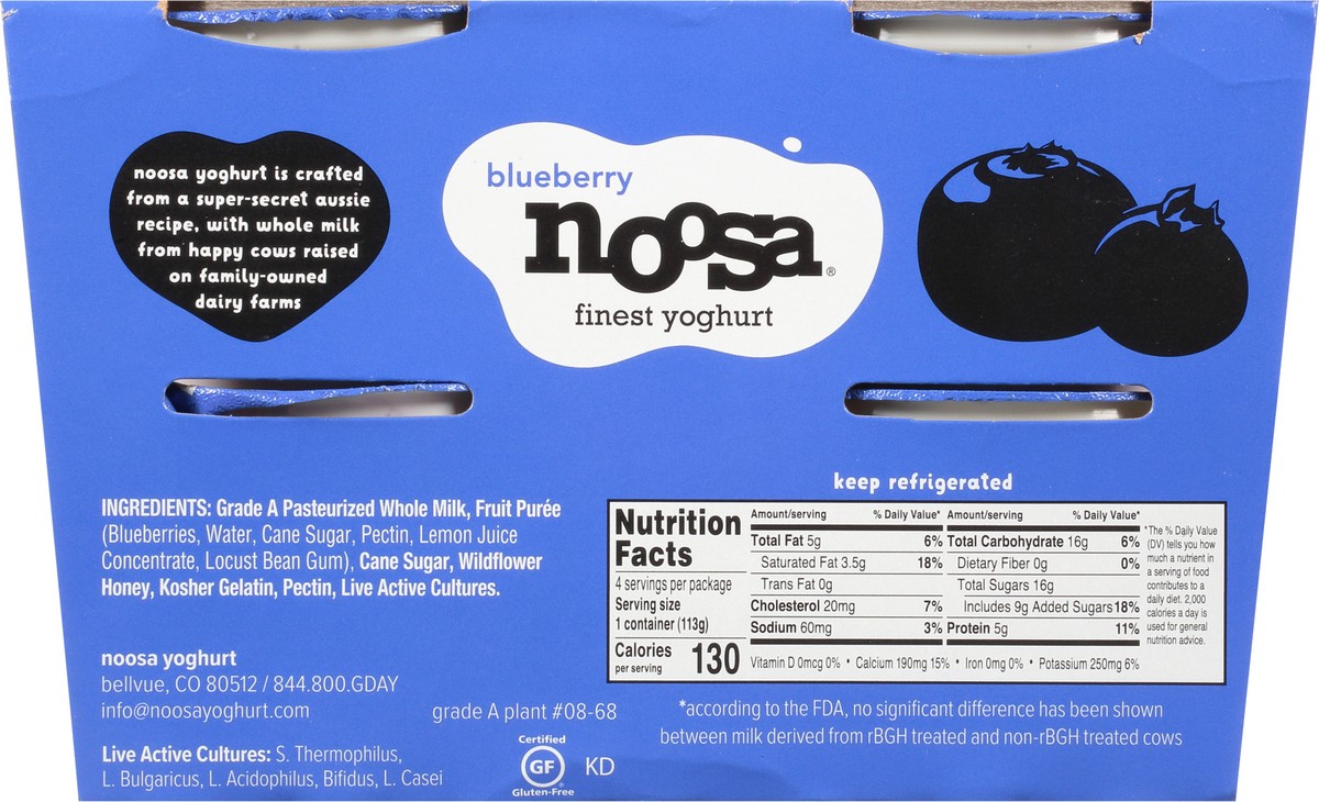 slide 6 of 14, Noosa Blueberry Finest Yoghurt 4 - 4 oz Cups, 4 ct; 4 oz