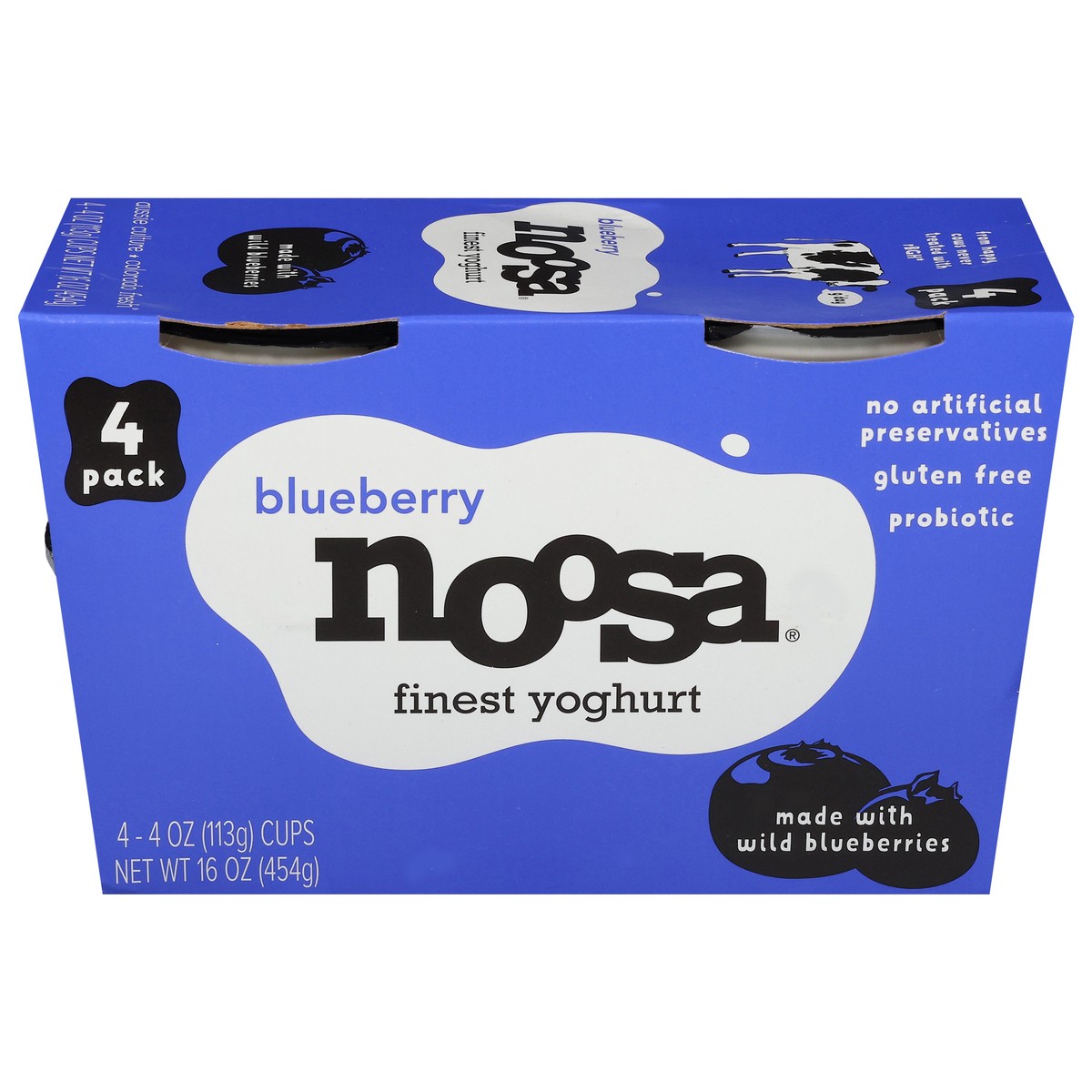 slide 1 of 14, Noosa Blueberry Finest Yoghurt 4 - 4 oz Cups, 4 ct; 4 oz