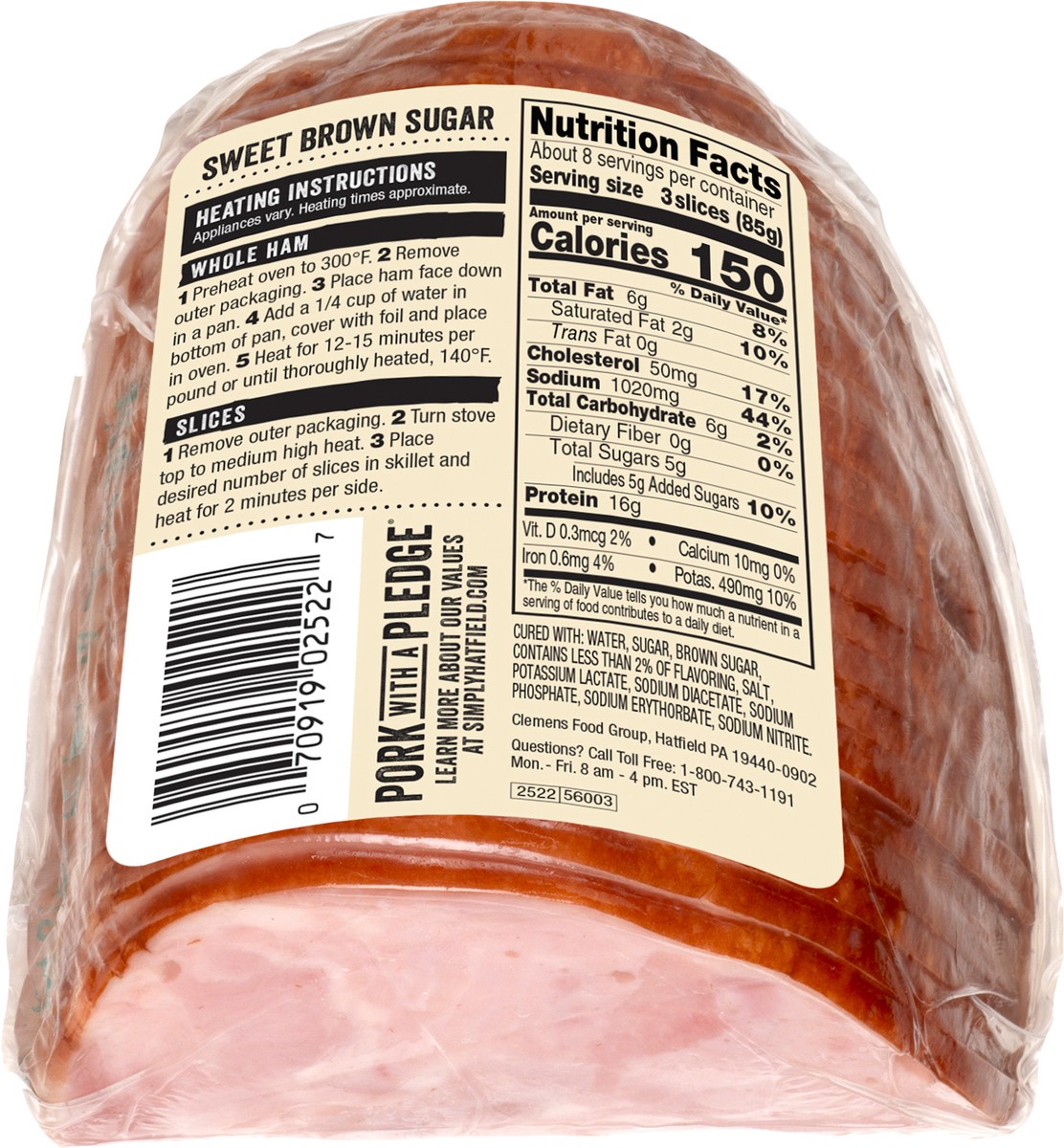 slide 2 of 3, Hatfield Boneless Pre-Sliced Brown Sugar Ham, Quarter, 1 ct