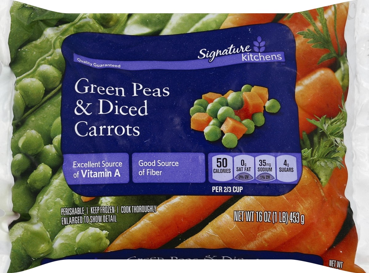 slide 2 of 5, Signature Green Peas & Diced Carrots 16 oz, 