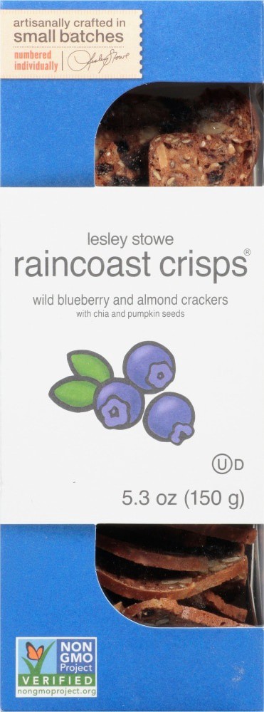 slide 1 of 3, Raincoast Crisps Wild Blueberry and Almond Crackers with Chia and Pumpkin Seeds 5.3 oz, 5.3 oz