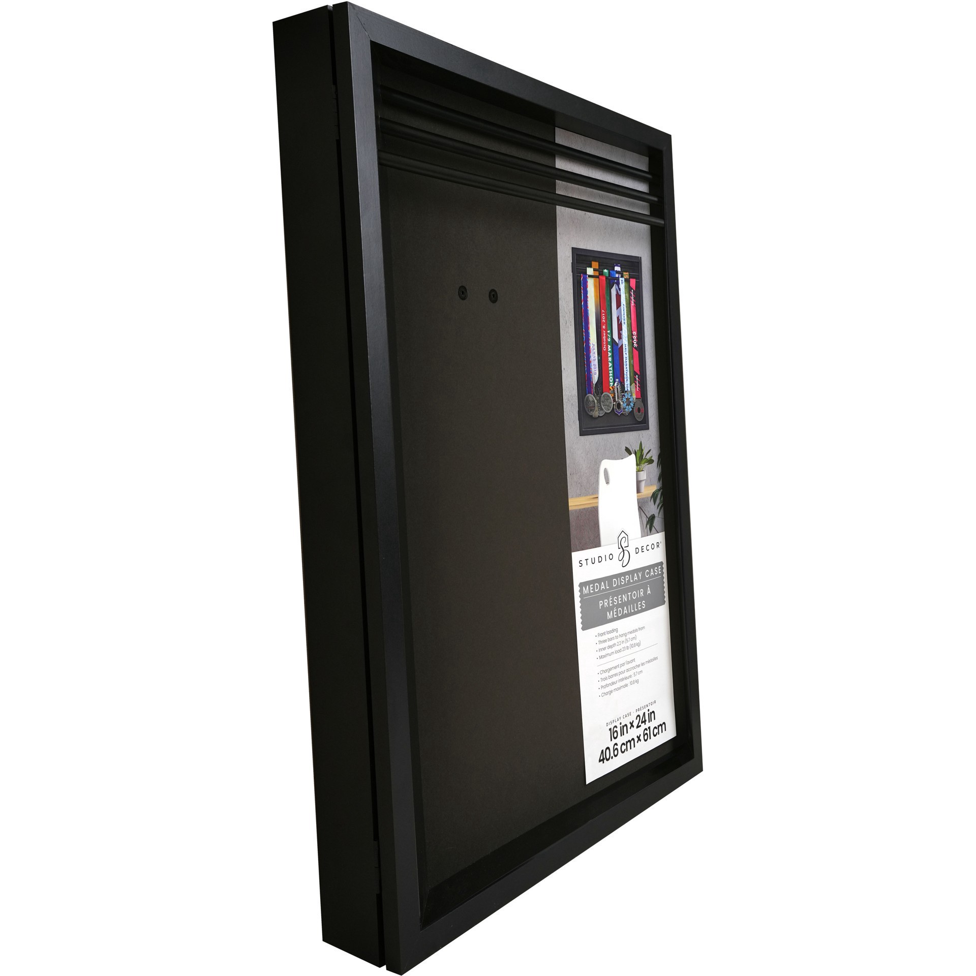 slide 5 of 5, 16" X 24" Black Medal Display Case By Studio Decor, 16 in x 24 in