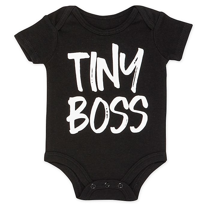 slide 1 of 1, Baby Starters Newborn Tiny Boss'' Short Sleeve Bodysuit - Black'', 1 ct