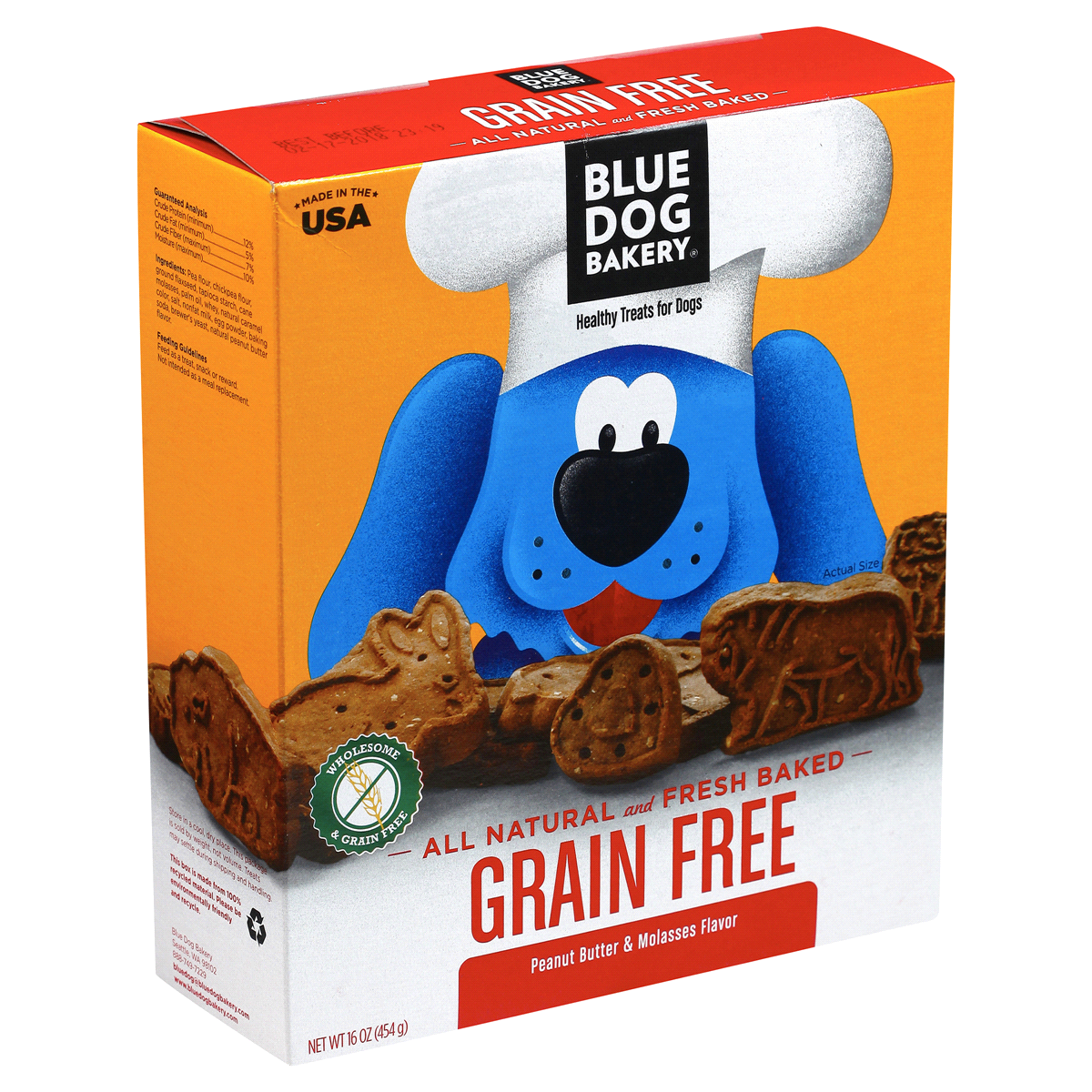 slide 4 of 9, Blue Dog Bakery Grain Free Peanut Butter & Molasses Biscuits, 16 oz