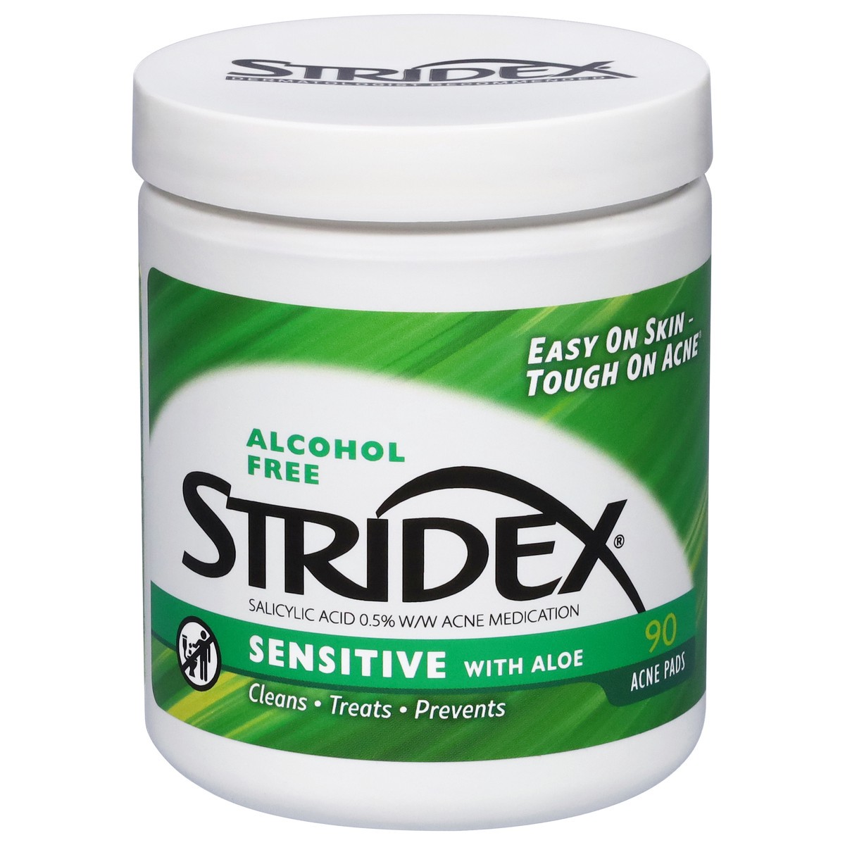 slide 1 of 9, Stridex Alcohol Free Sensitive with Aloe Acne Pads 90 Each, 90 ct