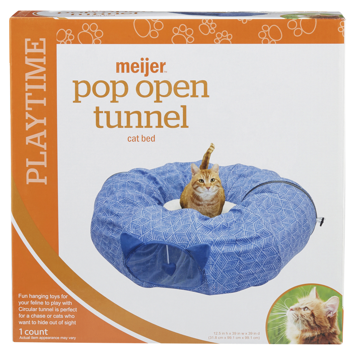 slide 1 of 5, Meijer Pop Up Tunnel Cat Bed, 1 ct
