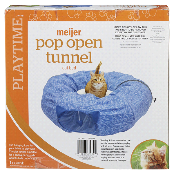 slide 5 of 5, Meijer Pop Up Tunnel Cat Bed, 1 ct