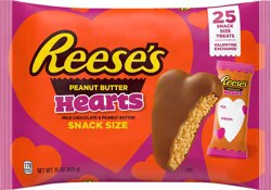 REESE'S Milk Chocolate Snack Size Peanut Butter Hearts, Valentine's Candy Bag, 15 oz (25 Pieces)