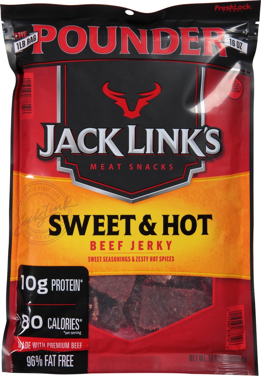 slide 5 of 11, Jack Link's Sweet & Hot Beef Jerky 16 oz, 16 oz
