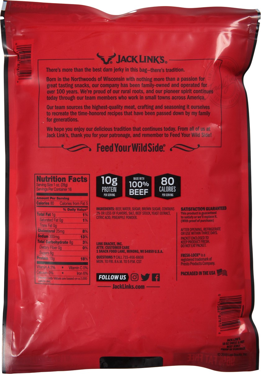 slide 3 of 11, Jack Link's Sweet & Hot Beef Jerky 16 oz, 16 oz