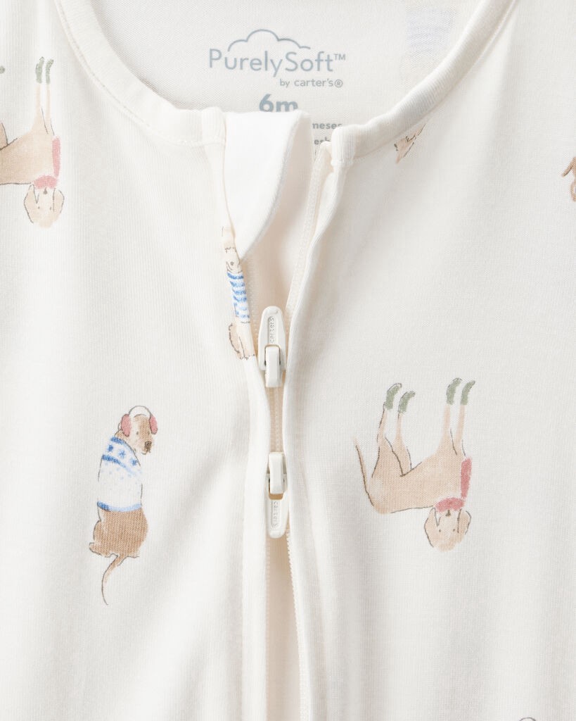 slide 6 of 6, Carter's Carters Baby Dog Print PurelySoft Snug Fit Sleep & Play Pajamas - White White 3M, 1 ct