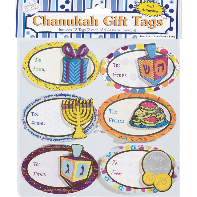 slide 1 of 1, XMAS HANUKKAH Shulsinger Chanukah 3D Gft Tags Slf Stick, 1 ct
