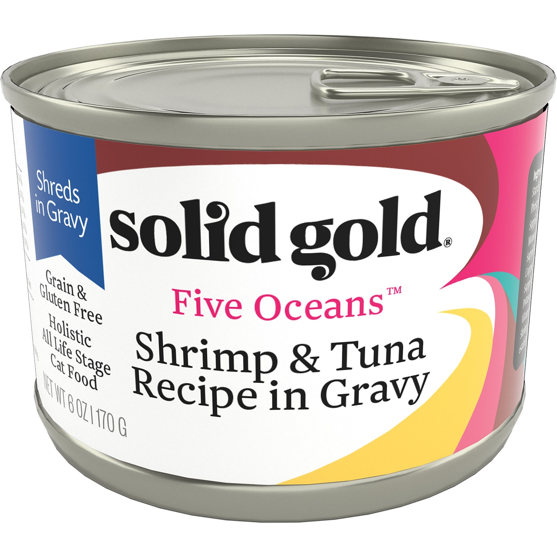 slide 1 of 1, Solid Gold Five Oceans Shrimp & Tuna Grain Free Canned Cat Food, 6 oz