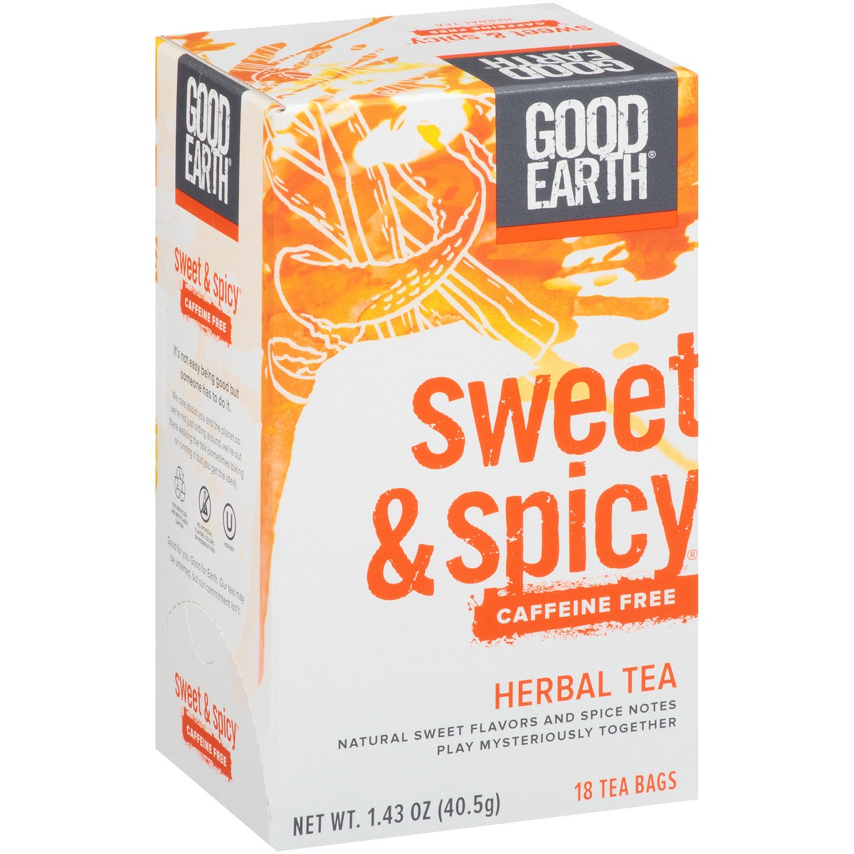 slide 2 of 4, Good Earth Sweet & Spicy Caffeine Free Herbal Tea, 1.43 oz, 18 ct