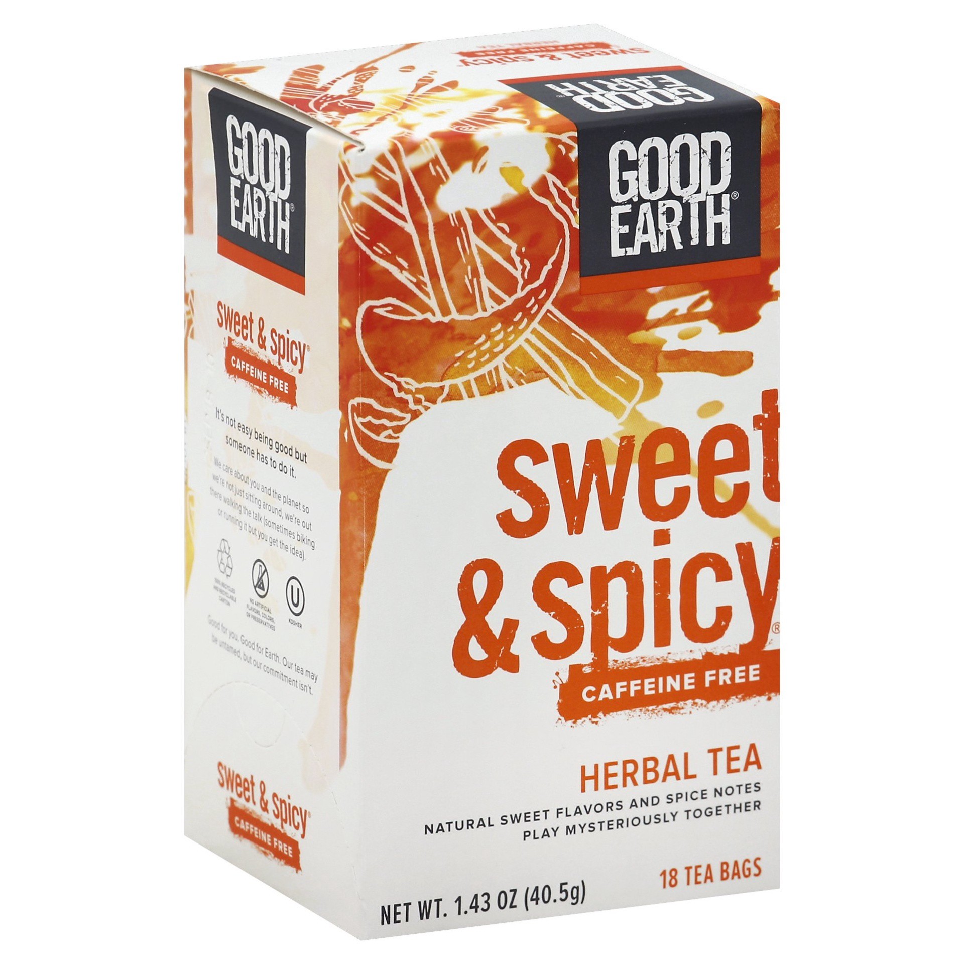 slide 1 of 4, Good Earth Sweet & Spicy Caffeine Free Herbal Tea, 1.43 oz, 18 ct