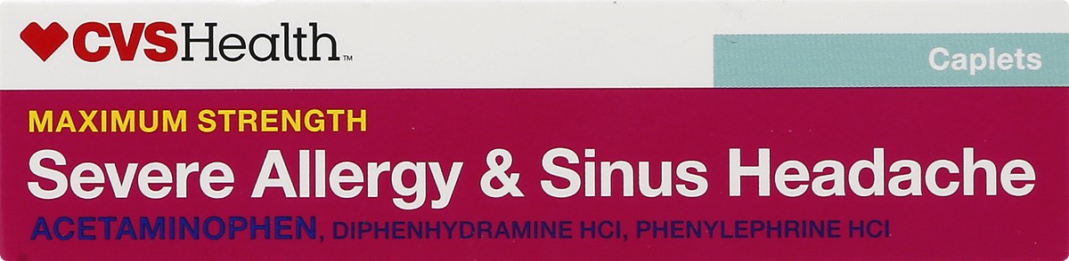 slide 8 of 11, CVS Health Maximum Strength Severe Allergy & Sinus Headache Acetaminophen Tablets, 20 Ct, 1 ct