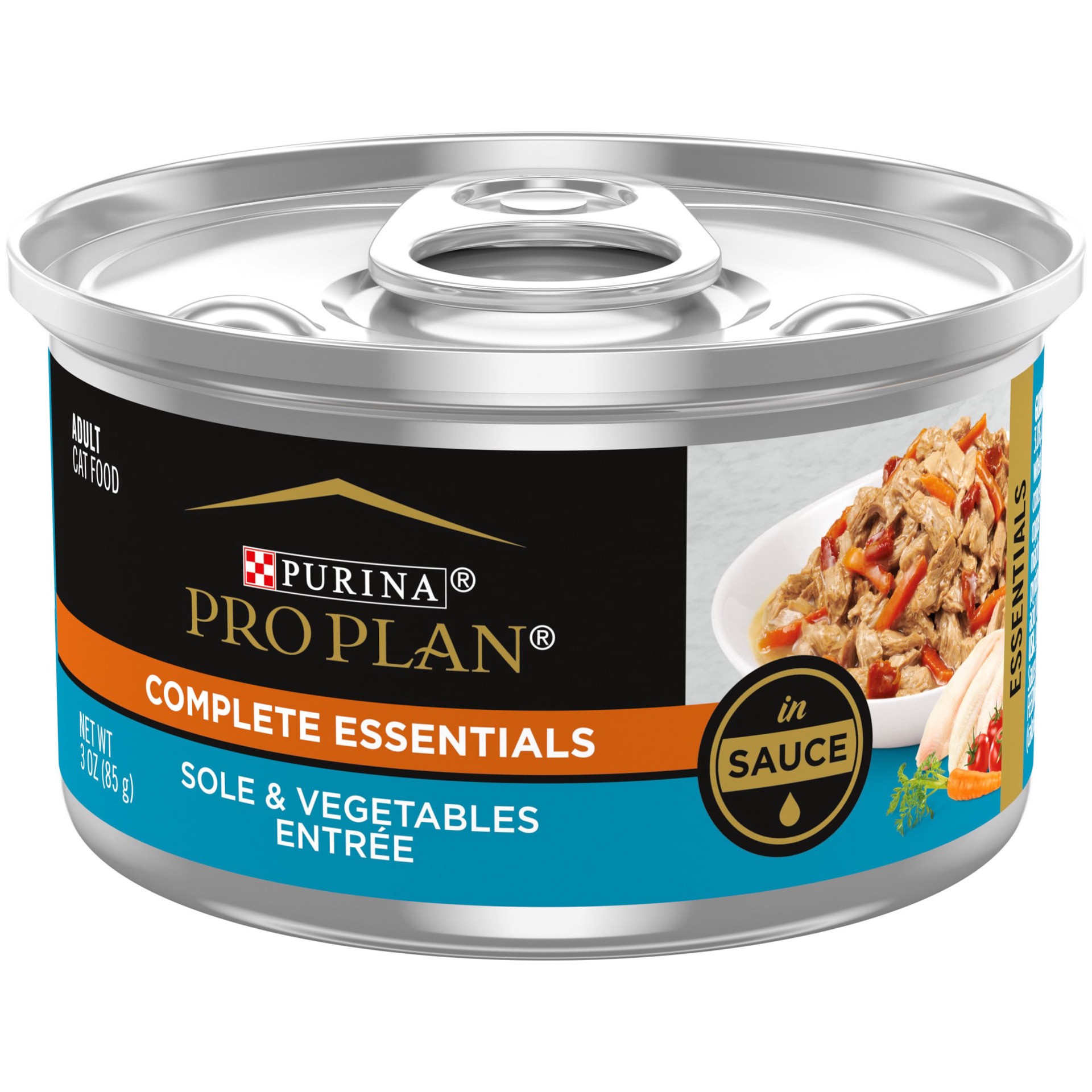 slide 1 of 6, Pro Plan Purina Pro Plan Gravy, Pate, High Protein Wet Cat Food, COMPLETE ESSENTIALS Sole & Vegetable Entree in Sauce, 3 oz