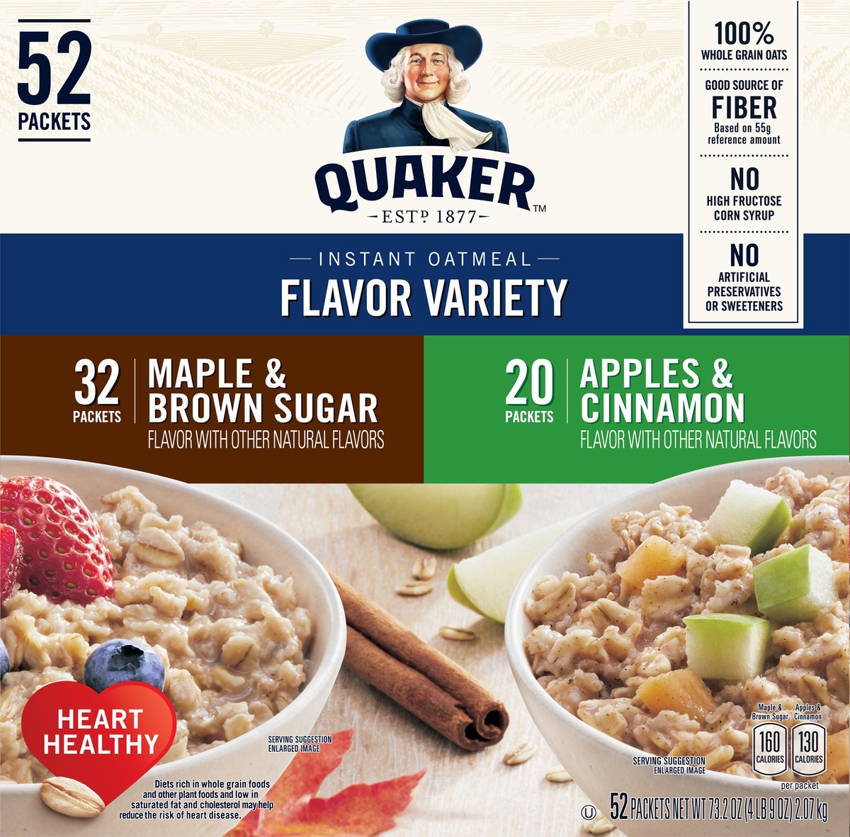 slide 4 of 8, Quaker Instant Oatmeal, 52 ct