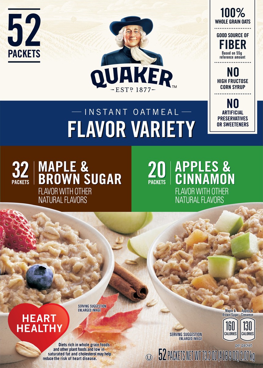slide 6 of 8, Quaker Instant Oatmeal, 52 ct