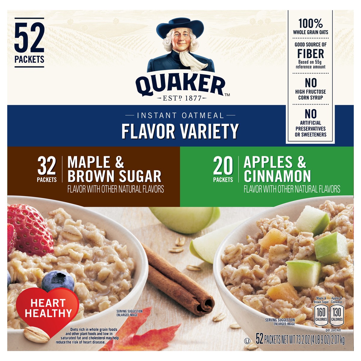 slide 2 of 8, Quaker Instant Oatmeal, 52 ct