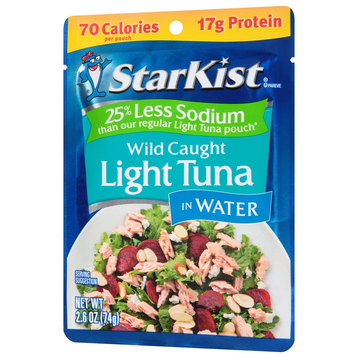 slide 3 of 9, StarKist 25% Less Sodium Wild Caught Light Tuna in Water 2.6 oz, 2.6 oz