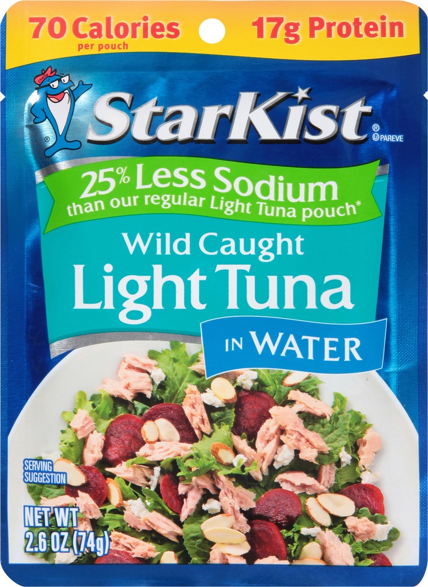 slide 4 of 9, StarKist 25% Less Sodium Wild Caught Light Tuna in Water 2.6 oz, 2.6 oz