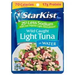 StarKist 25% Less Sodium Wild Caught Light Tuna in Water 2.6 oz