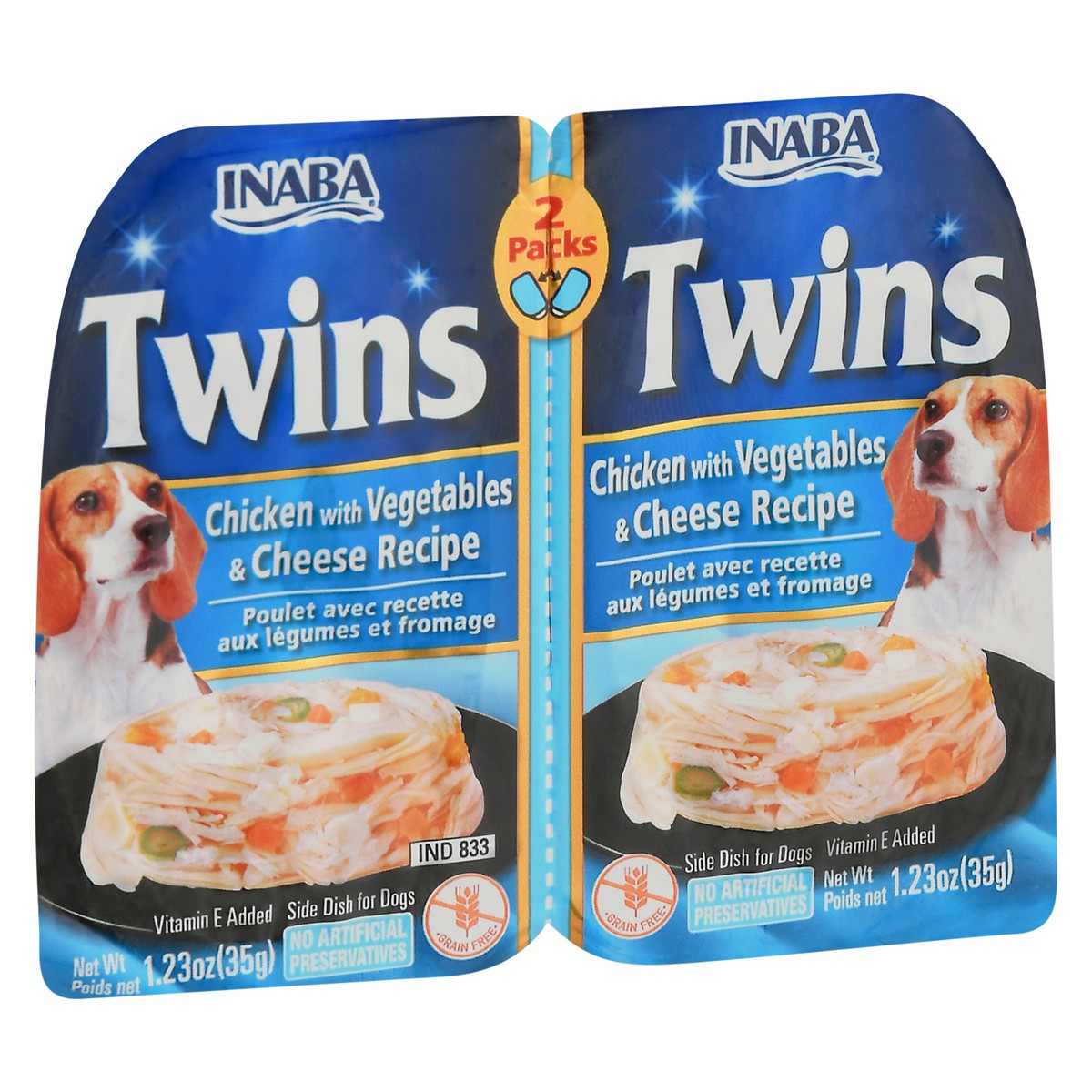 slide 4 of 12, Inaba Twins 2 Packs Chicken With Vegetables & Cheese Recipe Side Dish For Dogs 2 ea Pack, 2 ct