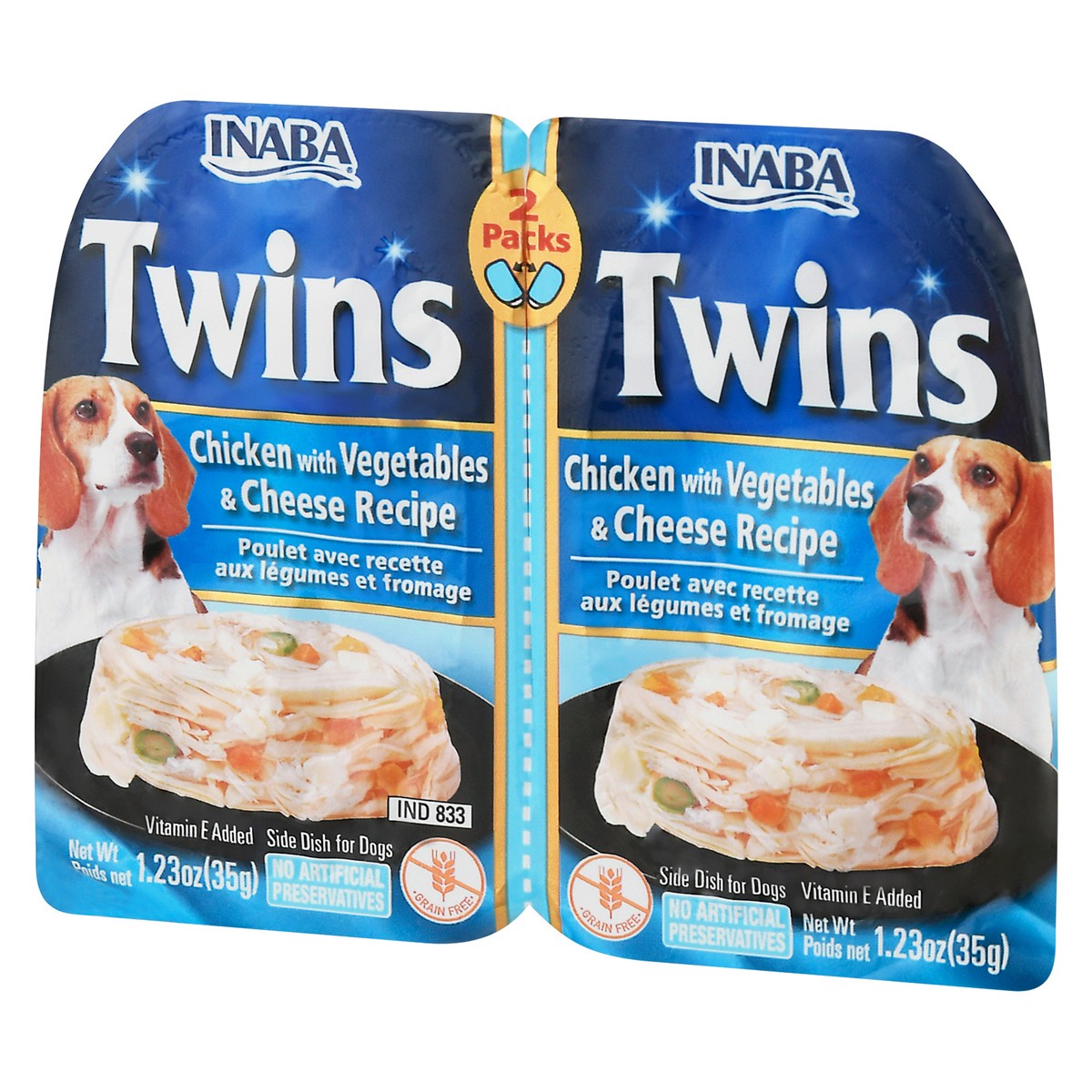 slide 3 of 12, Inaba Twins 2 Packs Chicken With Vegetables & Cheese Recipe Side Dish For Dogs 2 ea Pack, 2 ct