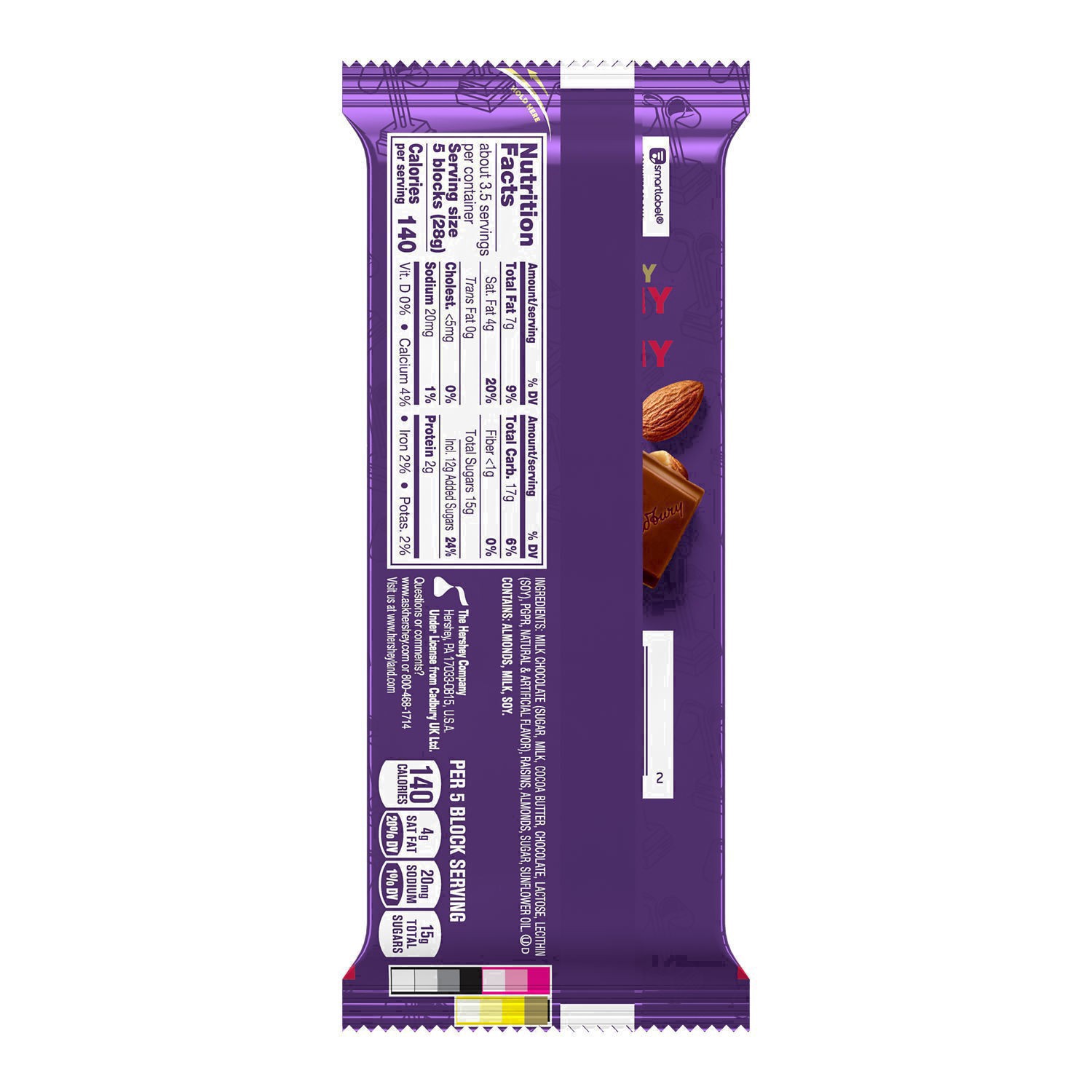 slide 65 of 72, Cadbury DAIRY MILK Fruit & Nut Milk Chocolate Candy Bar, 3.5 oz, 3.5 oz