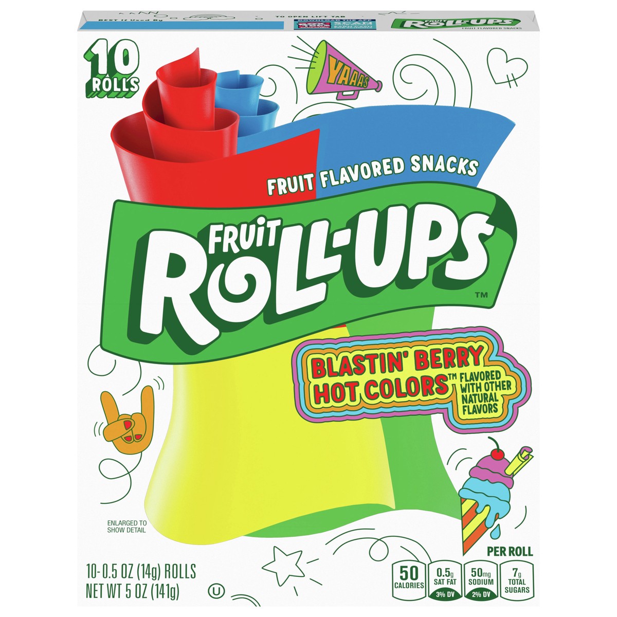 slide 1 of 9, Fruit Roll-Ups Fruit Flavored Snacks, Blastin' Berry Hot Colors, 10 ct, 5 oz