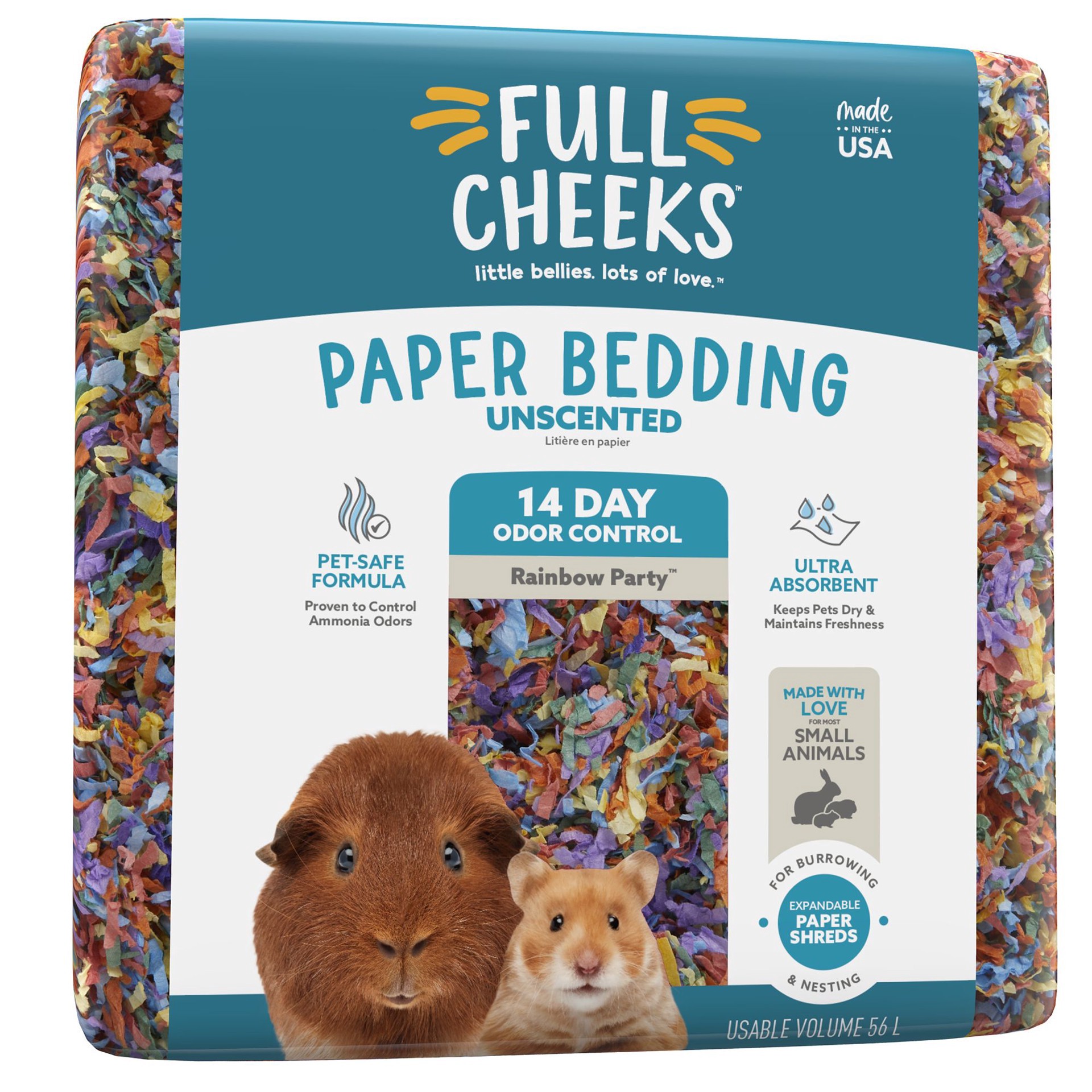 slide 1 of 1, Full Cheeks™ Odor Control Small Pet Paper Bedding - Rainbow Party, 56 liter