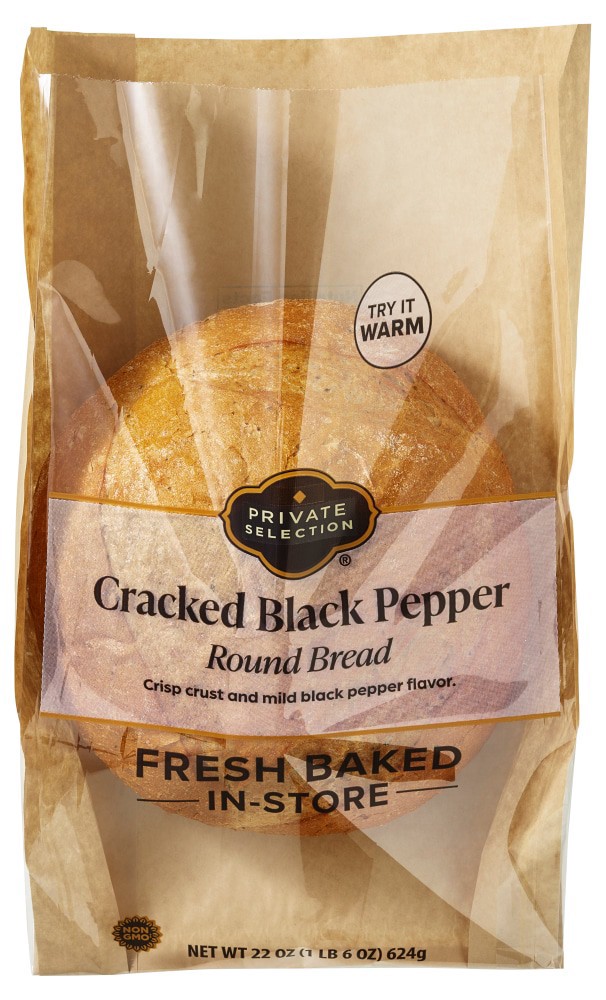 slide 3 of 3, Private Selection® Cracked Black Pepper Round Bread, 22 oz
