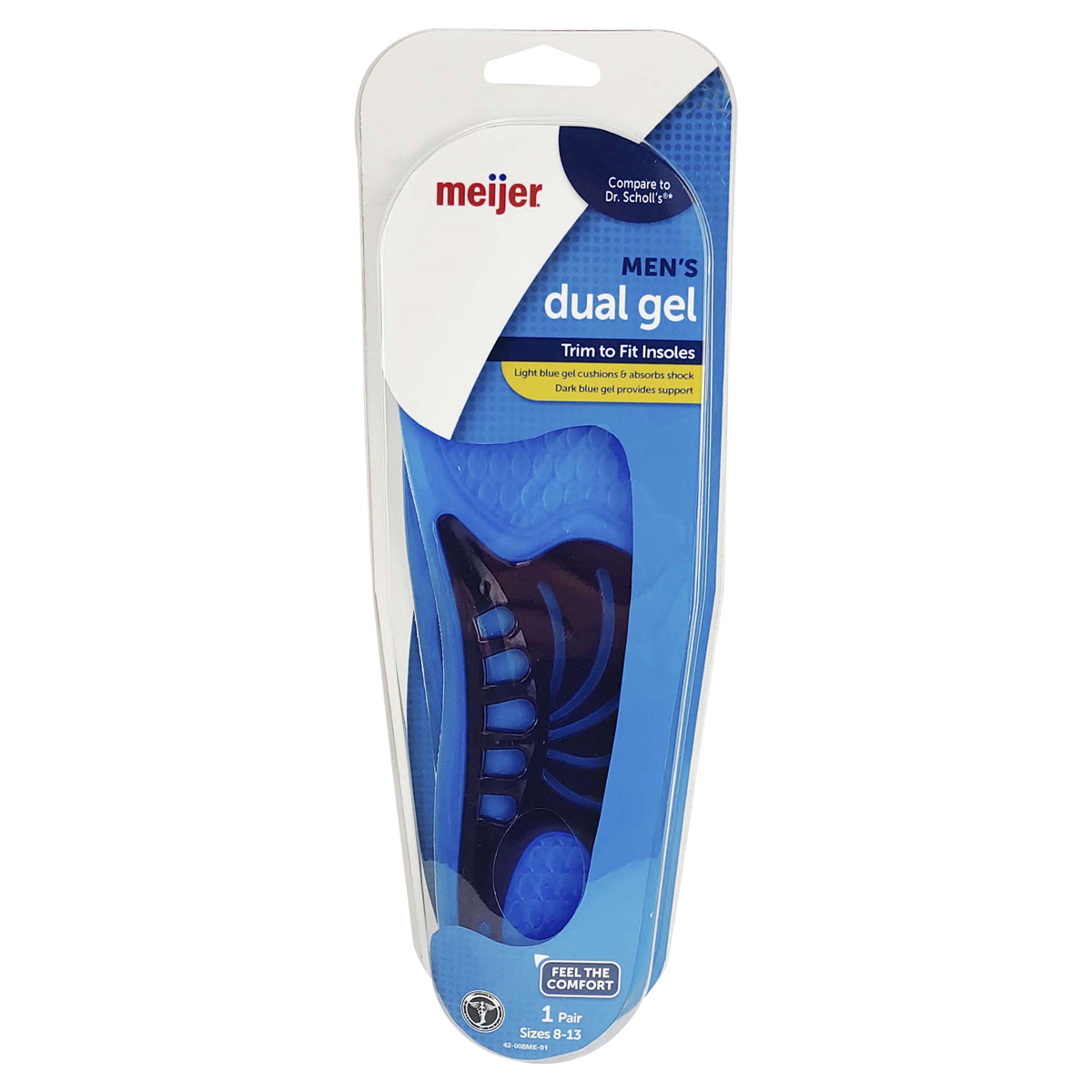 slide 1 of 5, Meijer Dual Gel Insoles Men's, 1 pair, 1 CT      