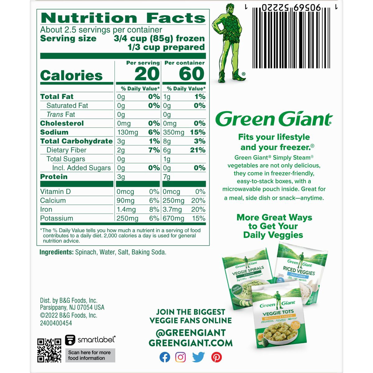 slide 4 of 9, Green Giant Chopped Spinach, 8 oz