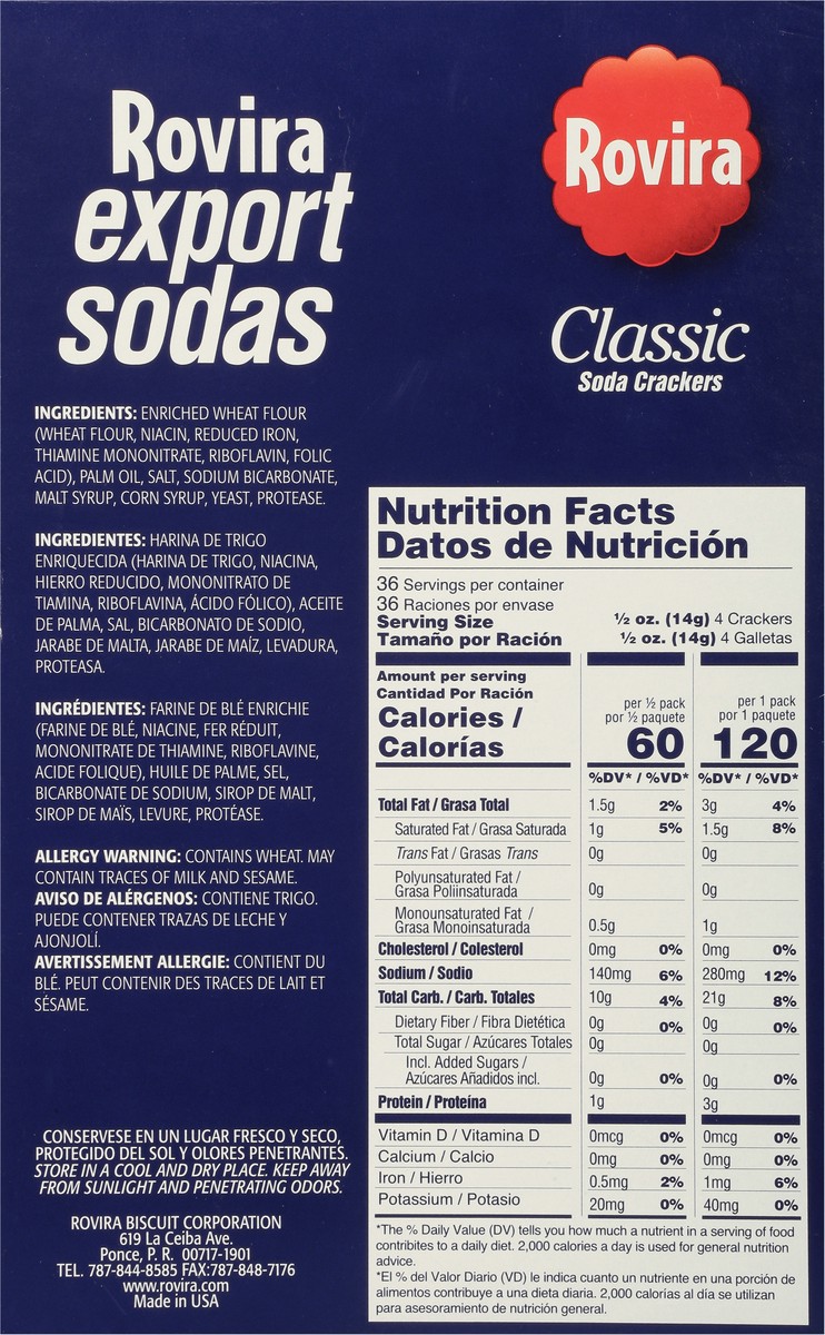 slide 9 of 9, Rovira Export Sodas Classic Soda Crackers Family Size 18 Fresh Packs, 18 oz