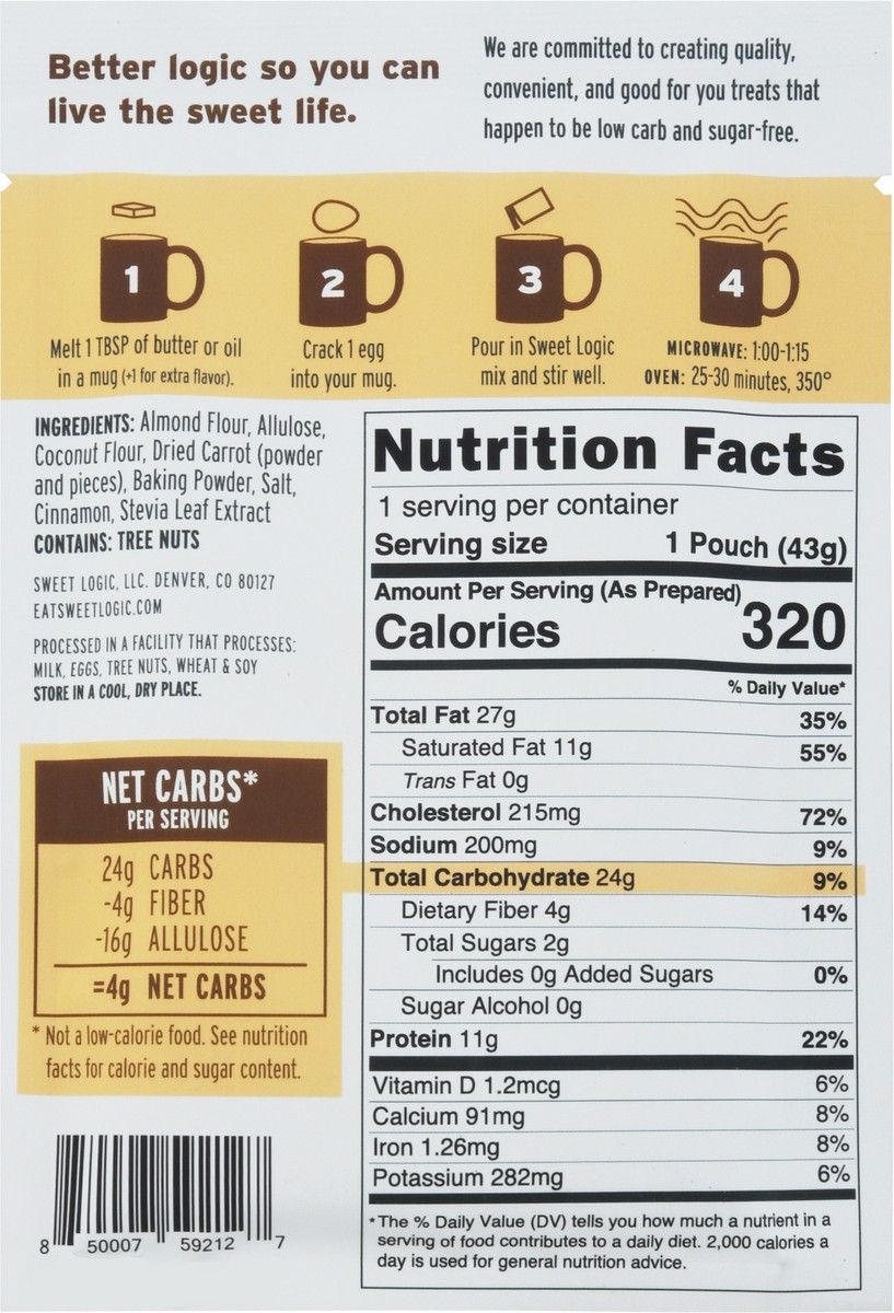 slide 9 of 9, Sweet Logic Carrot Mug Cake Mix, 1.5 oz