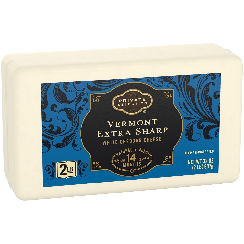 slide 2 of 4, Private Selection Vermont Extra Sharp White Cheddar Cheese Bar, 32 oz