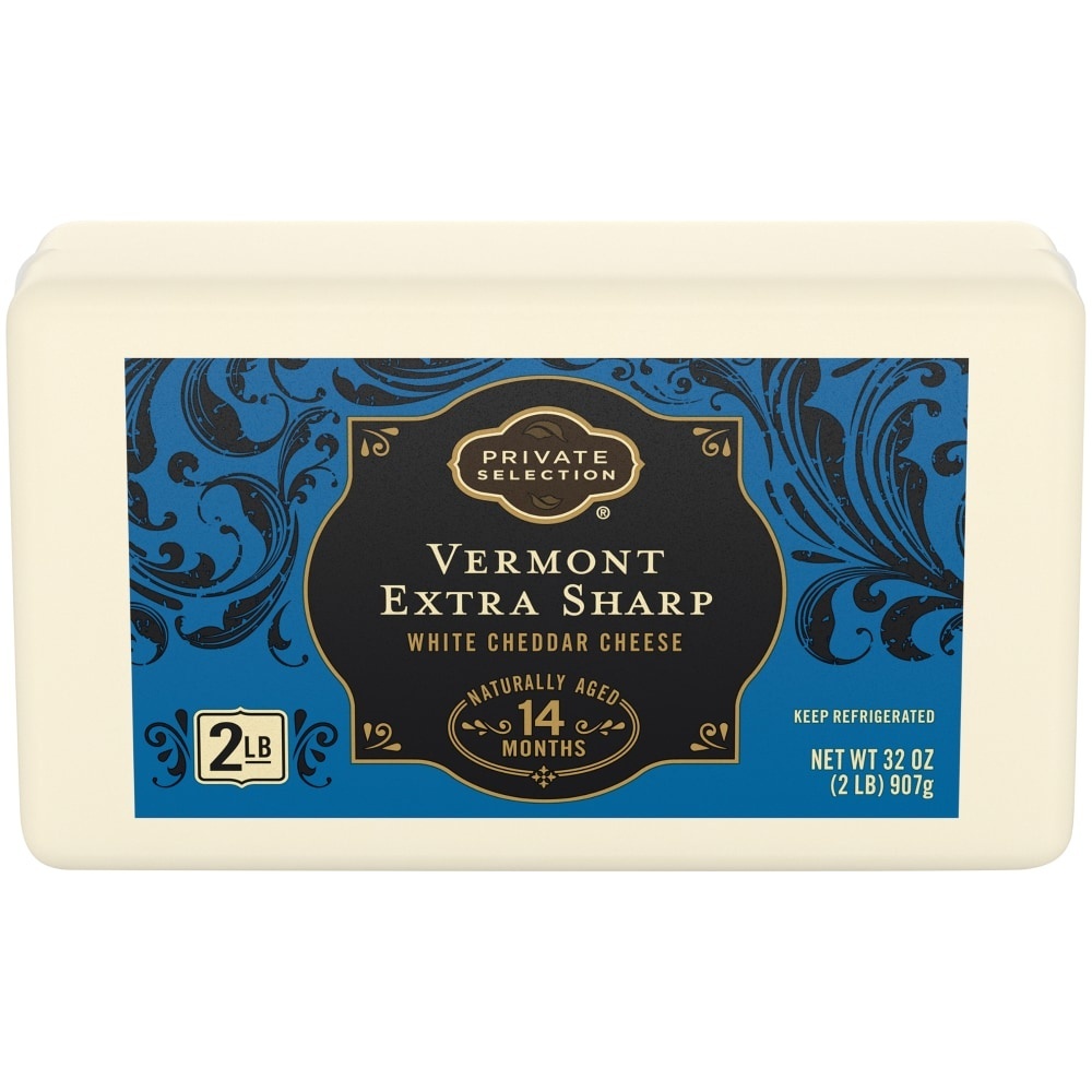 slide 1 of 1, Private Selection Vermont Extra Sharp White Cheddar Cheese Bar, 32 oz