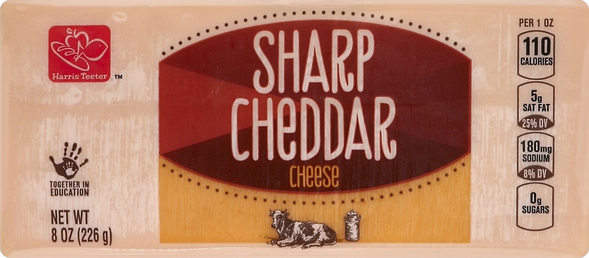 slide 3 of 5, Harris Teeter Sharp Cheddar Cheese Bar, 8 oz