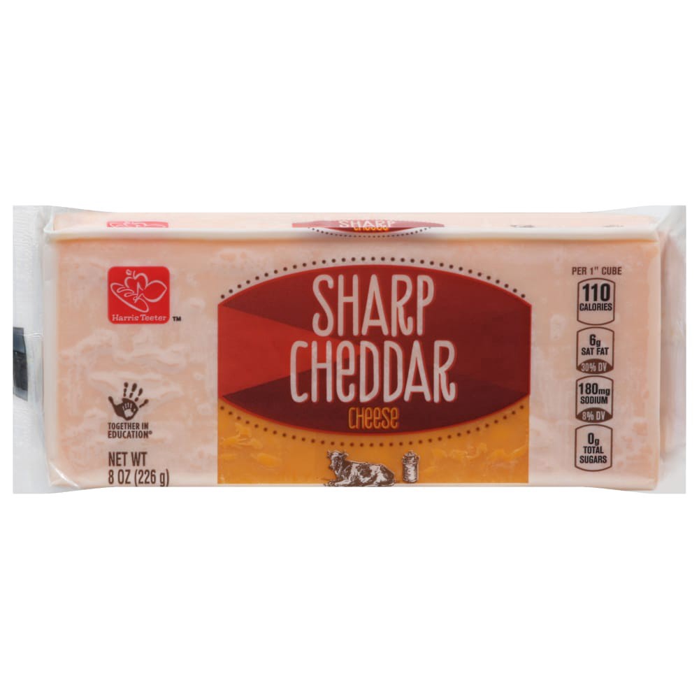 slide 1 of 5, Harris Teeter Sharp Cheddar Cheese Bar, 8 oz